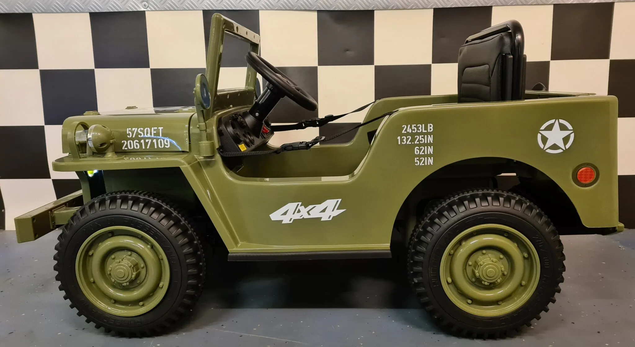 JEEP WILLY 12V, VERDE, RC, 1 PERSONA, 4 MOTORES, FULL OPTION- KI4JEEPVERDE1
